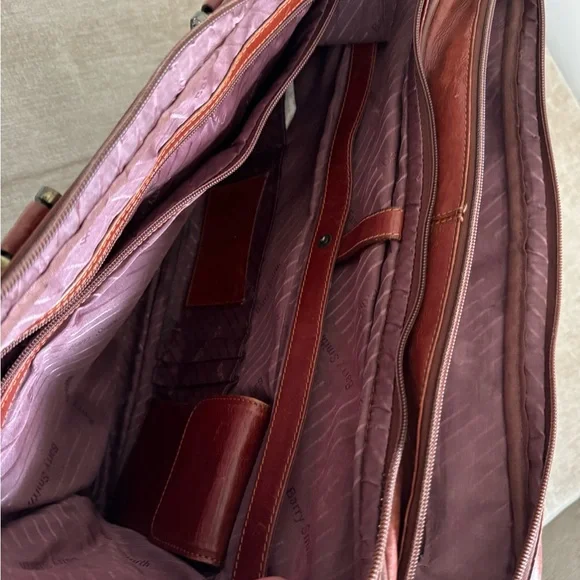 Custom made brown leather laptop bag